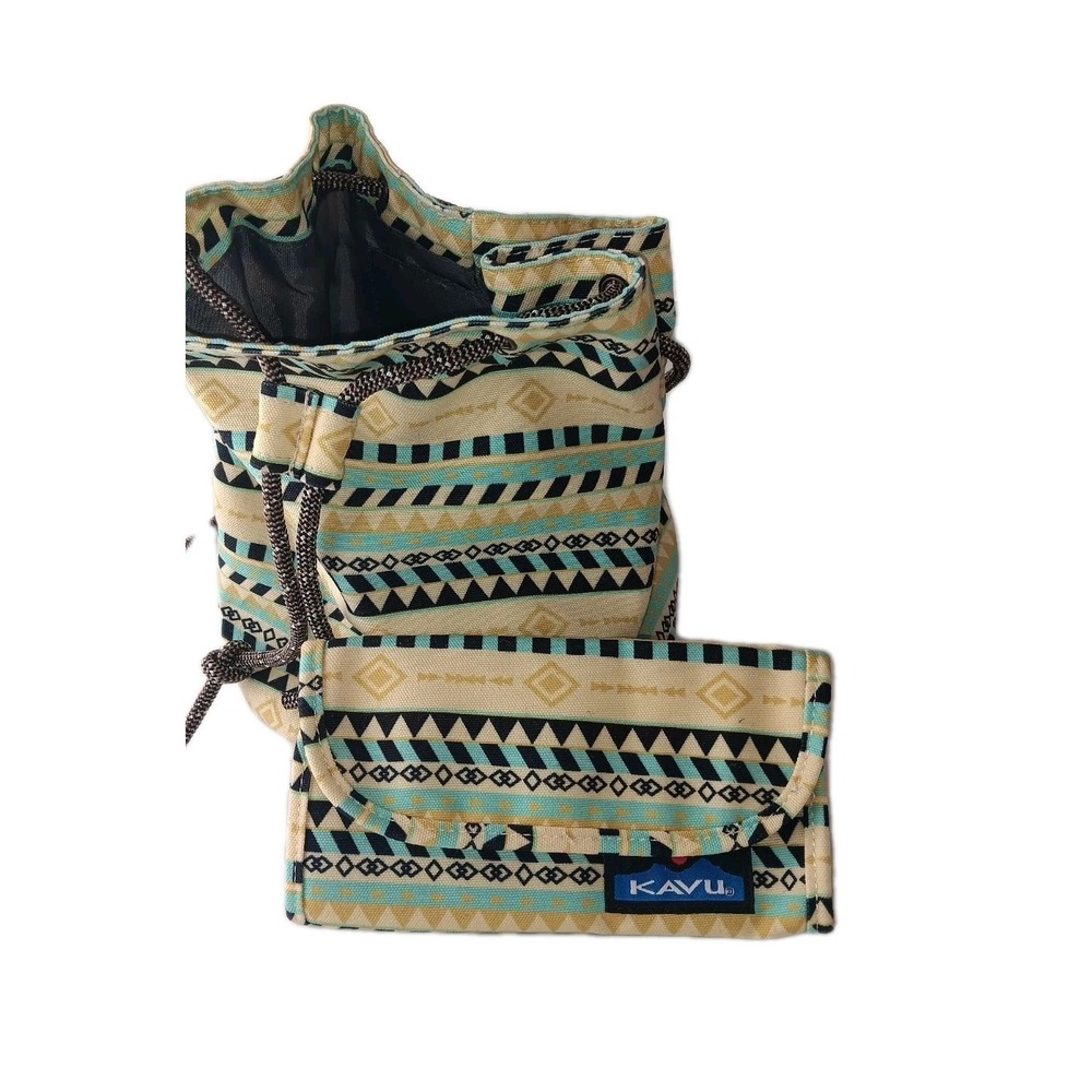 Kavu Bucket Bag Multi Color Canvas Sling‎ Bag Crossbody Handbag and Wallet